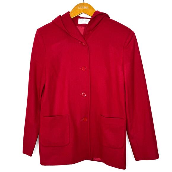 Vintage Sandro wool red hooded coat - Picture 1 of 9
